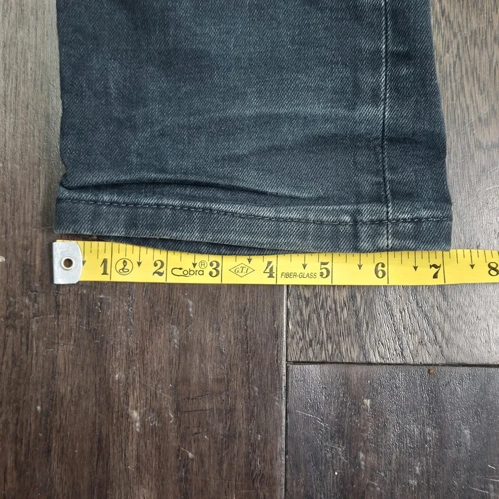 Levis 502 Black Jeans Mens 34x33 Denim Tapered Fit Distressed Faded Biker Grunge